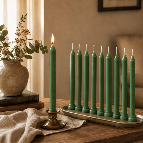 Premium Green Candles (1 Set = 10 Candles)