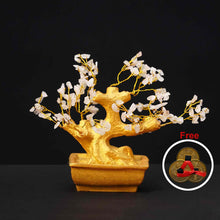 Rose Quartz Crystal Tree with Golden Pot (Free 3 Sets of Chinese Coins)