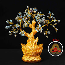 Turquoise Crystal Tree with Golden Ingot (Free 3 Sets of Chinese Coins)