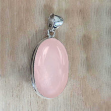 Rose Quartz Pendant (Pure Silver 95%) 1 inch