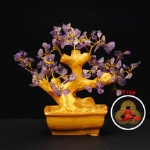 Amethyst Crystal Tree with Golden Pot (Free 3 Sets of Chinese Coins)
